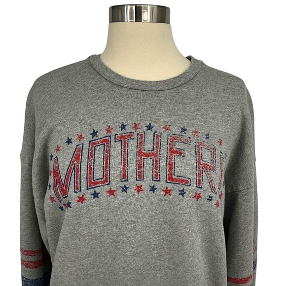 MOTHER Size S Drop Square Sweatshirt Stars Gray Pullover Crew Neck Long Sleeve - Picture 2 of 9